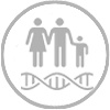 A family of three standing on a DNA strand, symbolizing genetic connection and family bonds.