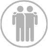 Two stick figures standing side-by-side with their arms around each other, symbolizing friendship, unity, or partnership.